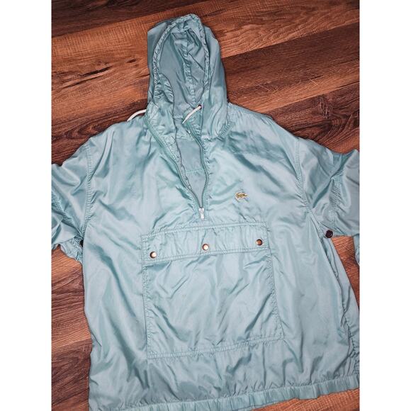 Vintage Lacoste Pullover Windbreaker Jacket Teal Green Half-Zip Hooded Men’s L - Picture 14 of 15